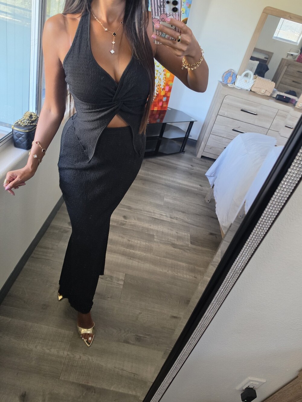 Chic Black Halter Cutout Maxi Dress - Picture 5 of 16